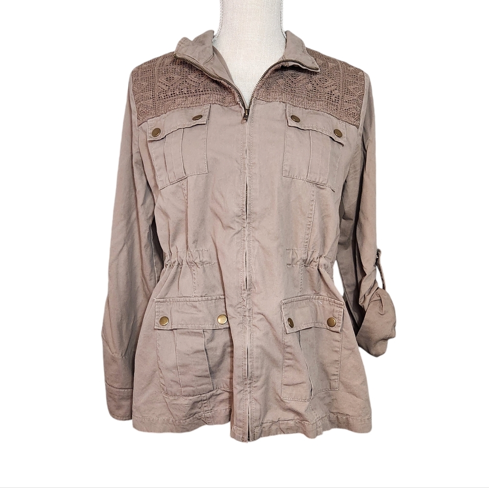 Blu Pepper | Vintage Military Utility Cinch Waist Lace Jacket